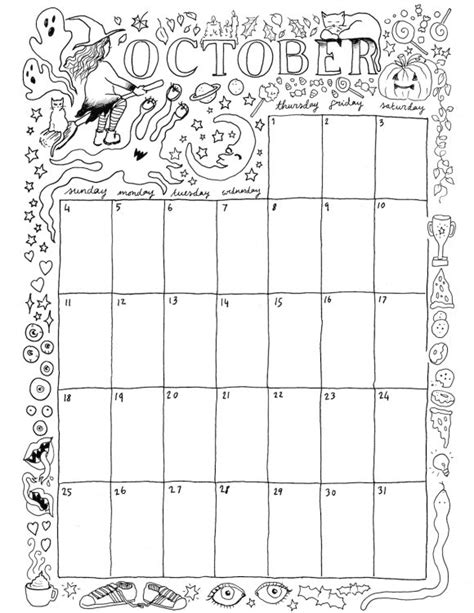 rookie saturday printable  october calendar