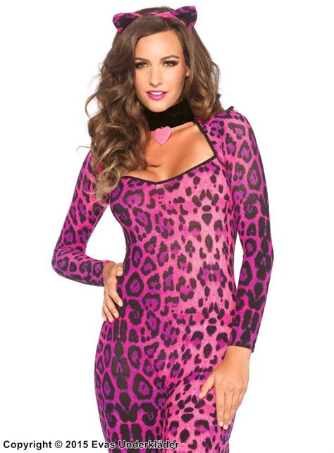 leopard catsuit costume matching accessories tail