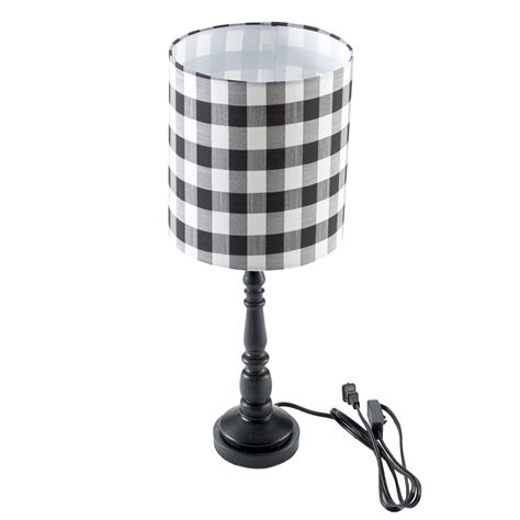 Country Primitive Tabletop Lamp With Plaid Lamp Shade Ebay