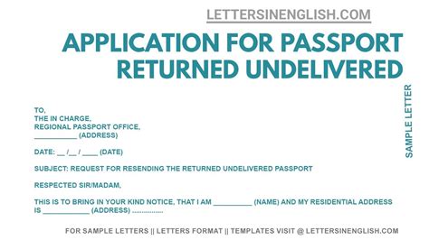 write application  passport returned undelivered passport