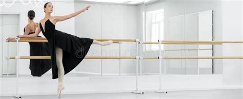 Slim And Graceful Ballerina Practicing Ballet Stock Image Image Of