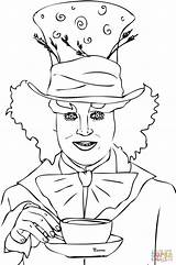 Hatter Mad Tea Party Coloring Pages Alice Wonderland Chapeleiro Burton Tim Wedding Kids sketch template