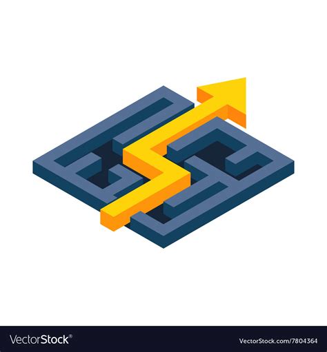 yellow path  arrow  labyrinth icon vector image