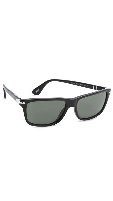 persol rectangular polarized sunglasses in black for men lyst
