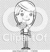 Adolescent Teenage Holding Flowers Girl Outlined Coloring Clipart Vector Cartoon Thoman Cory sketch template