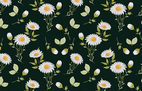 daisy flowers seamless pattern  vector art  vecteezy
