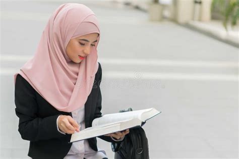 Beautiful Malay Girl Holding Books Outdoor Stock Image Image Of