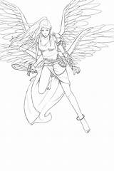 Valkyrie Coloring Deviantart Lineart Pages Designlooter Colouring 89kb Drawings sketch template