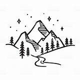Mountain Drawing River Landscape Simple Easy Drawings Mini Doodle Drawn Cute Ink Night Sketches Sketch Hand Choose Board sketch template