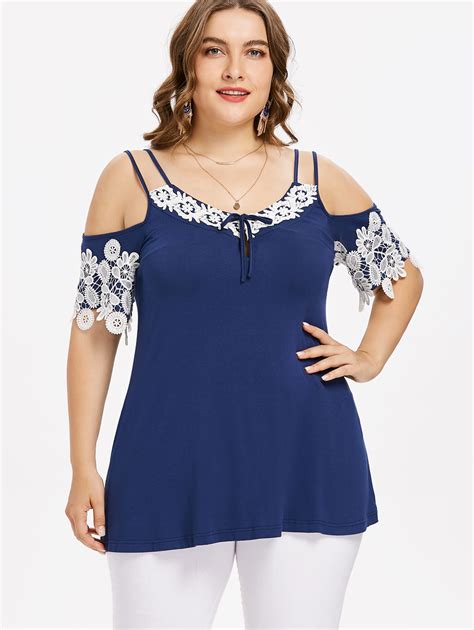 wipalo 2018 summer cold shoulder plus size double strap flare blouse