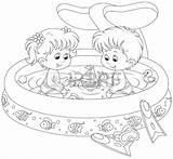Pool Kids Coloring Pages Children Choose Board Clipart sketch template