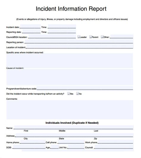 incident report template sample templates vrogue