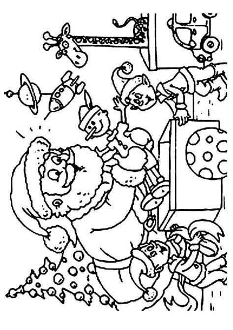 printable santa elves coloring picture assignment sheets
