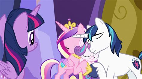 Image Cadance And Shining Armor Hugging Flurry Heart