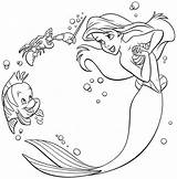 Ariel Coloring Pages Mermaid Little Printable Kids Princess Disney Sebastian sketch template