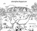 Australian Colouring Uluru Ayers Coloured Animals Emu Background Birds Webstockreview sketch template