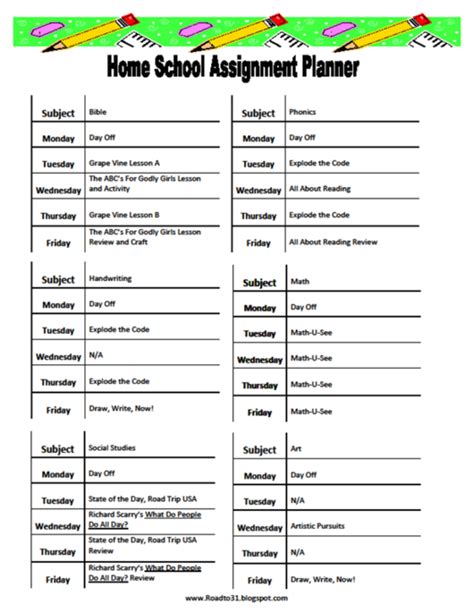 homeschool curriculum choices  personal schedule  printable