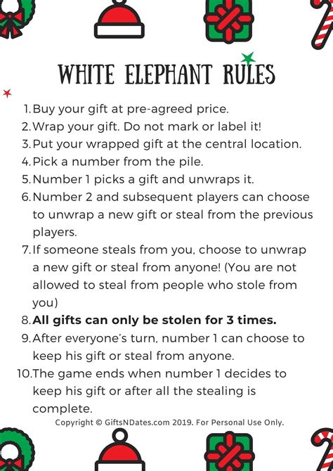 printable white elephant rules printable word searches