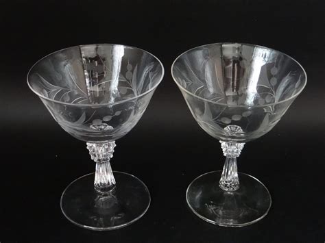 antique fostoria cynthia clear depression glass cut glass champagne tall sherbet wine