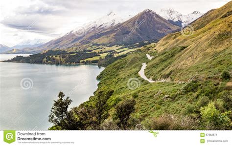 drive  queenstown  glenorchy stock image image  zealand driving