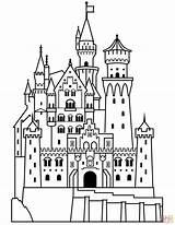 Coloring Castle Neuschwanstein Pages Clipart Disney Drawing Kids Print Printable Princess Cartoon Paper sketch template