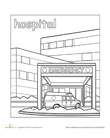paint  town hospital preschool coloring pages book hospital