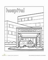 Coloring Hospital Pages Colouring Preschool Worksheet Book Worksheets Education Places Community Kids Activities Books Fair Science Helpers Drawing Town Office sketch template