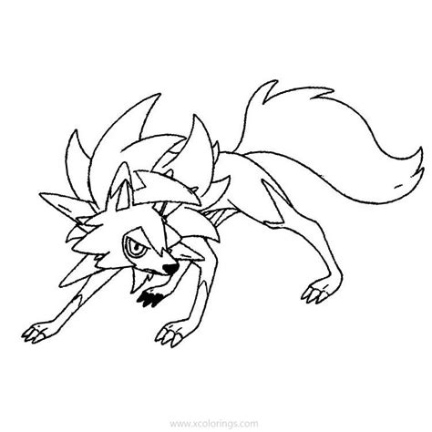 lycanroc pokemon sun  moon coloring pages xcoloringscom