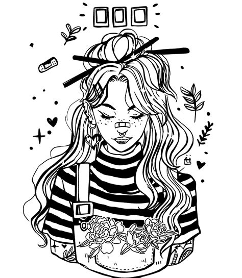 super aesthetic girl coloring page