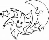 Coloring Moon Happy Star Together Wecoloringpage Pages sketch template