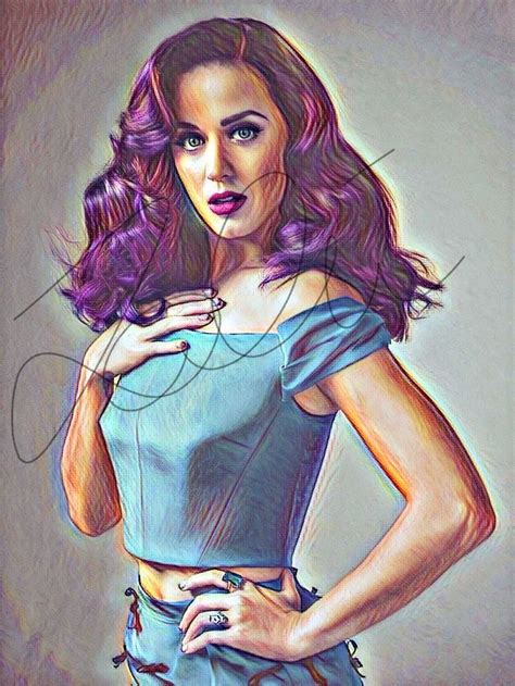 Katy Perry Drawing Print Katyperry1 Celebrity Artwork Colorful