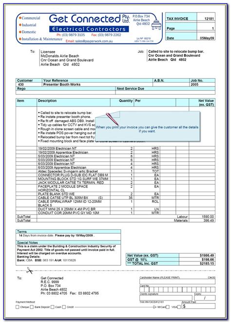 plumbing receipt sample invoice template