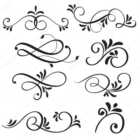 Art Calligraphy Flourish Of Vintage Decorative Whorls For Design