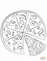 Pizza Coloring Pages Sliced Printable Drawing Fraction Template Sketch sketch template