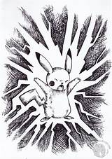 Pikachu Thunderbolt sketch template