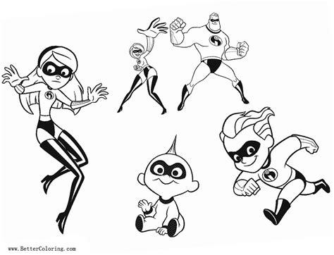 incredibles  coloring pages characters  printable coloring pages