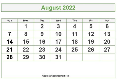 august  calendar  holidays calendar