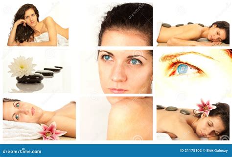 spa collage stock photo image  herb hands aroma
