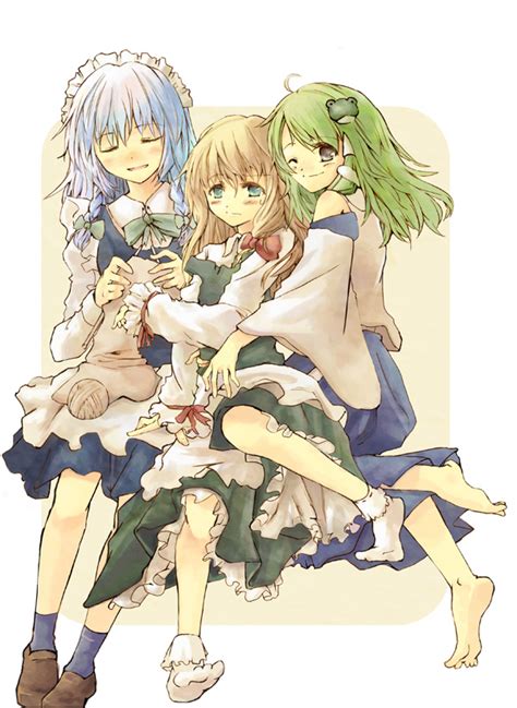 kirisame marisa izayoi sakuya and kochiya sanae touhou drawn by tes