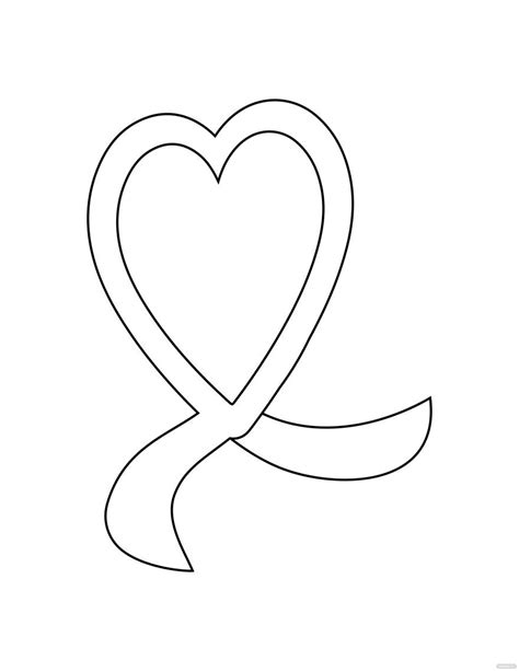 heart ribbon coloring page    templatenet