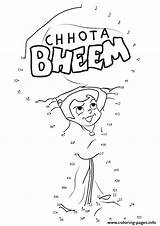 Dot Coloring Bheem Chota Pages Printable sketch template
