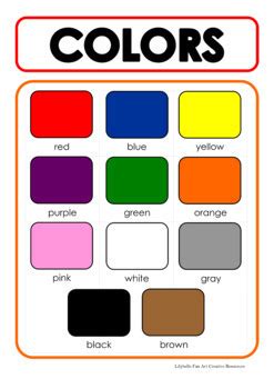 color chart  names  kindergarten