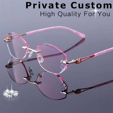 fashion eyeglasses rhinestone rimless women glasses prescription