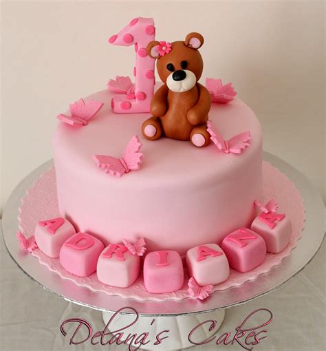 Delana S Cakes Girly Teddy Birthday Cake
