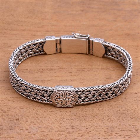 artisan crafted sterling silver chain bracelet from bali stronger