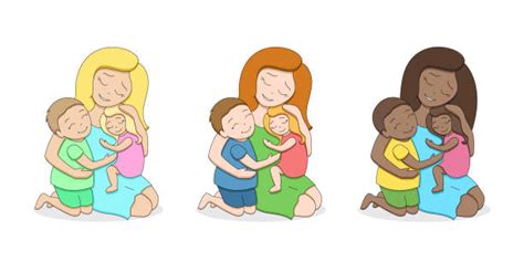 african american mother and daughter hugging illustrations