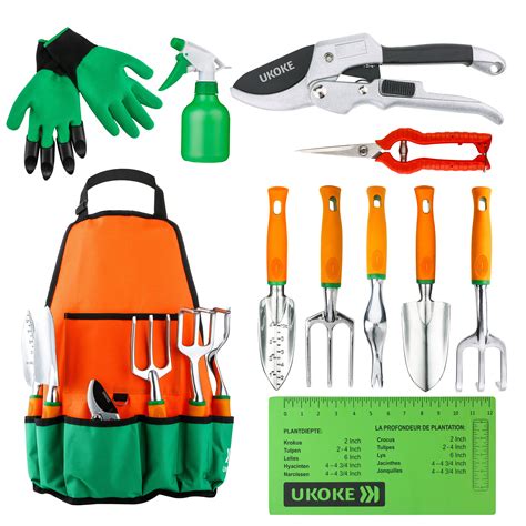 garden tools set ukoke  piece aluminum garden tool kit gardening apron  storage pocket