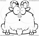Goat Surprised Clipart Chubby Cartoon Goofy Outlined Coloring Vector Smiling Cory Thoman Royalty Clipartof sketch template