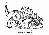 Coloring Jurassic Pages Trex Attack sketch template