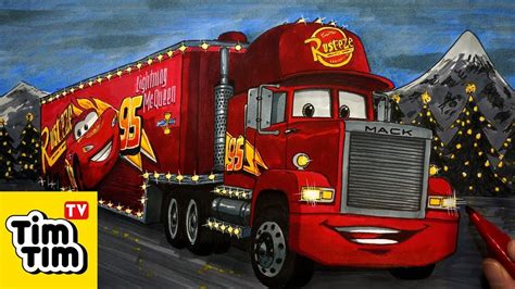 how to draw cars 3 mack hauler christmas truck easy step by step art color